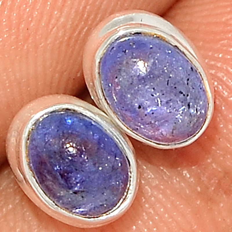 Tanzanite Cabochon Studs - TNZS218