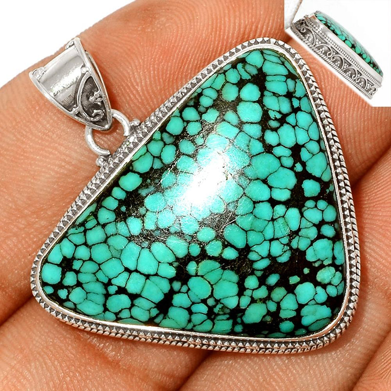 1.7" Fine Filigree - Tibetan Turquoise Pendants - TQSP2248