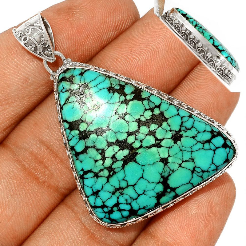 2.1" Fine Filigree - Tibetan Turquoise Pendants - TQSP2257