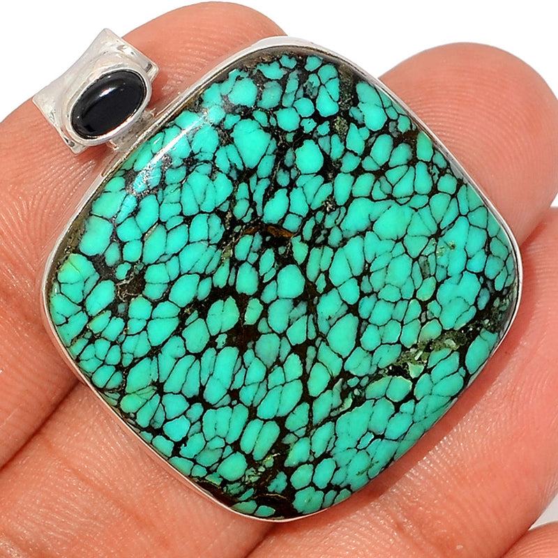 1.5" Tibetan Turquoise & Black Onyx Pendants - TQSP2402