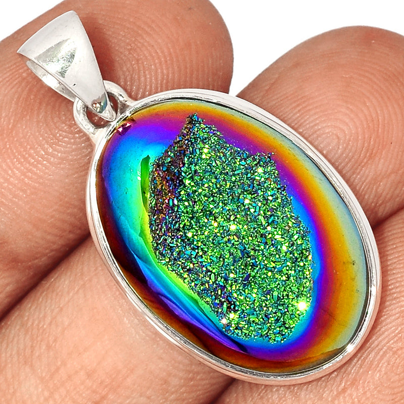 1.5" Titanium Window Druzy Pendants - TWDP870