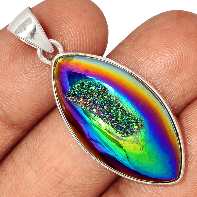 1.7" Titanium Window Druzy Pendants - TWDP871