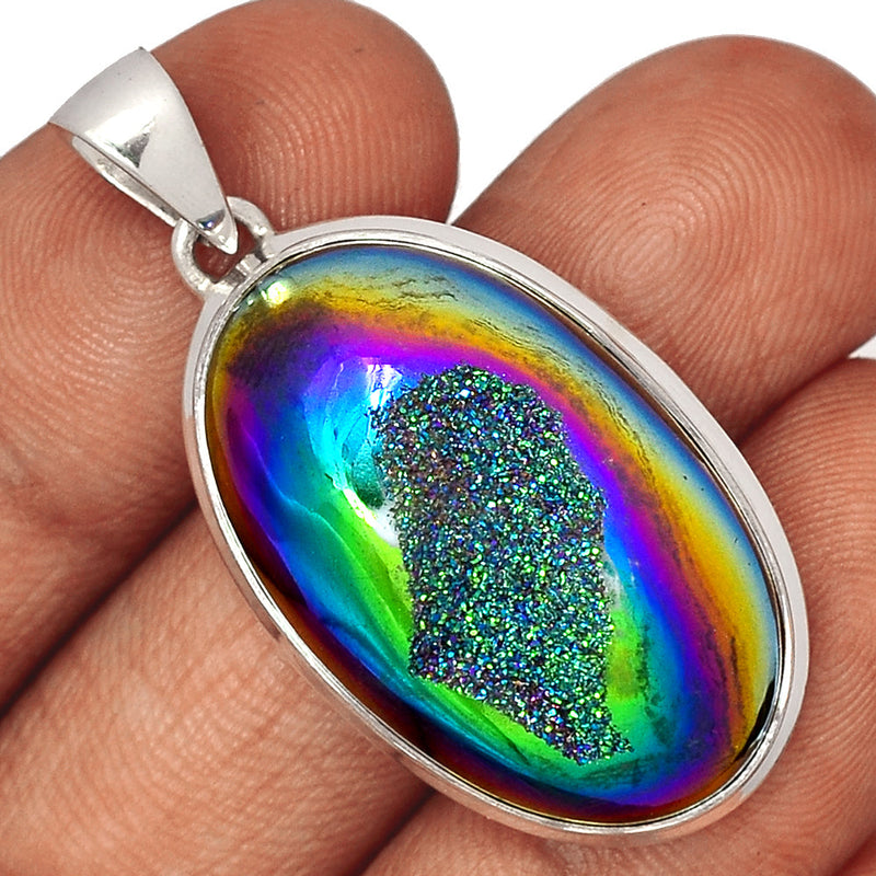 1.7" Titanium Window Druzy Pendants - TWDP876