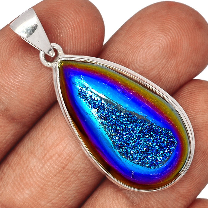 1.7" Titanium Window Druzy Pendants - TWDP877