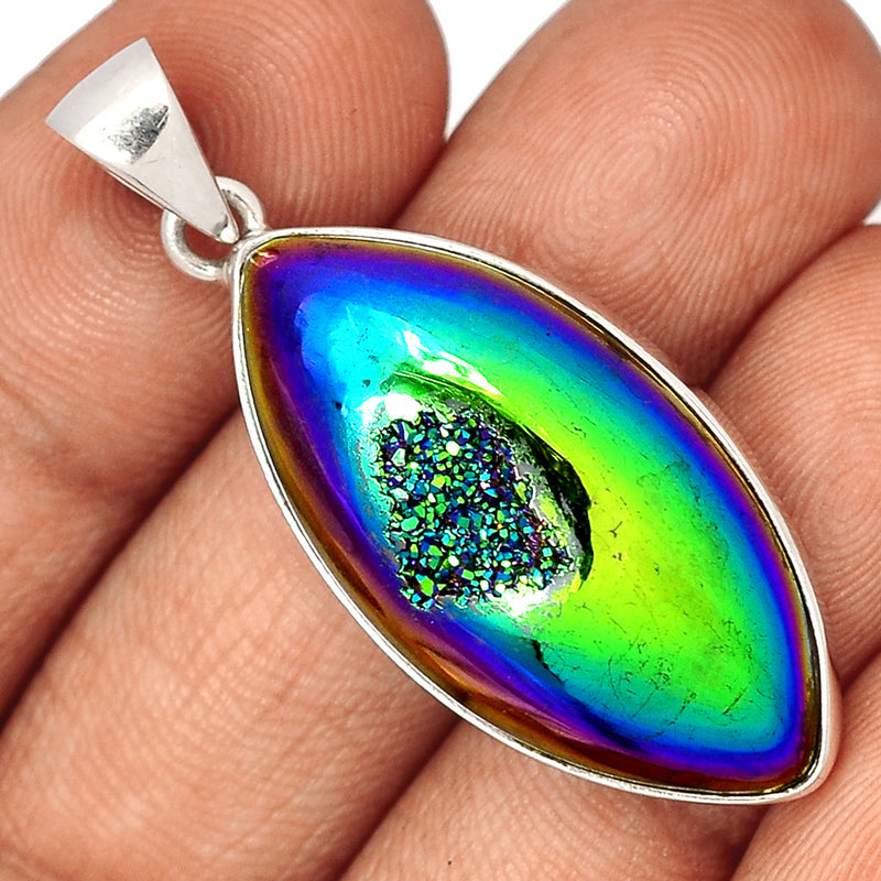 1.8" Titanium Window Druzy Pendants - TWDP880