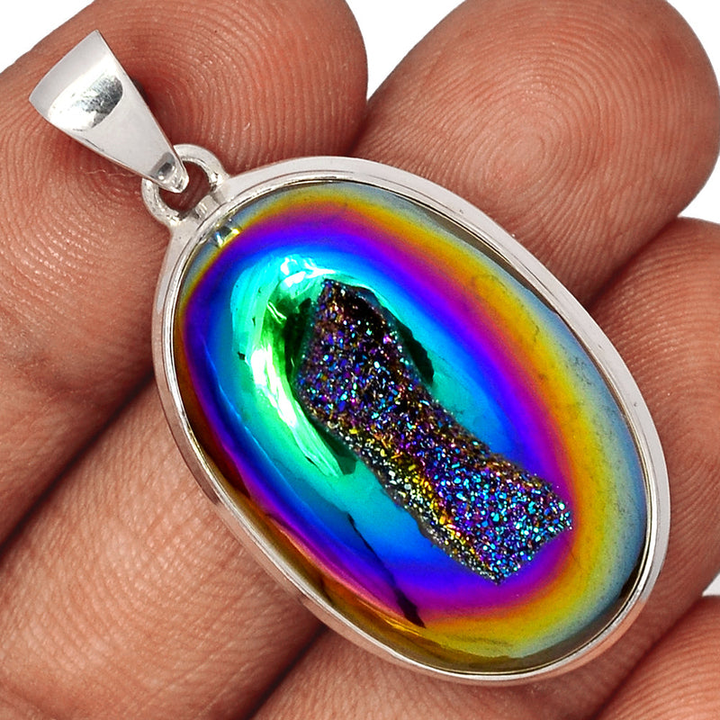 1.7" Titanium Window Druzy Pendants - TWDP884