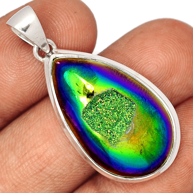 1.6" Titanium Window Druzy Pendants - TWDP885