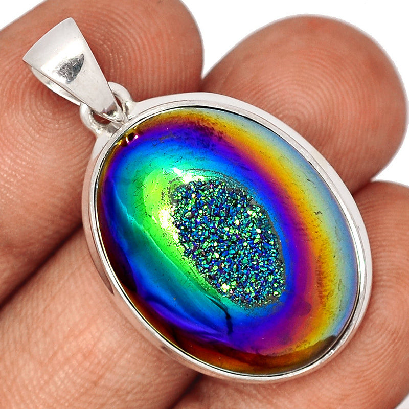 1.6" Titanium Window Druzy Pendants - TWDP886
