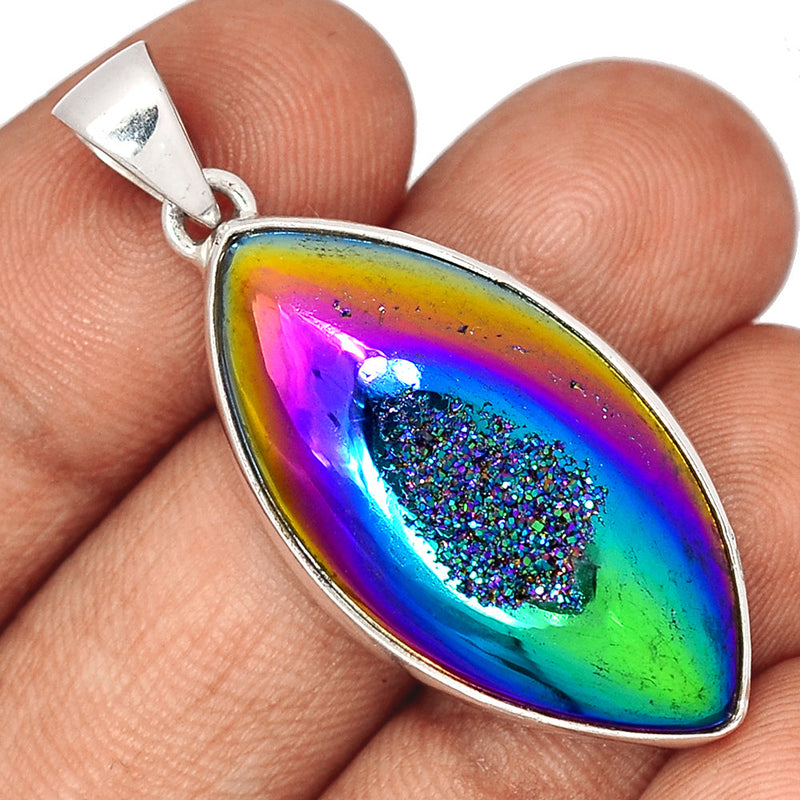 1.8" Titanium Window Druzy Pendants - TWDP887