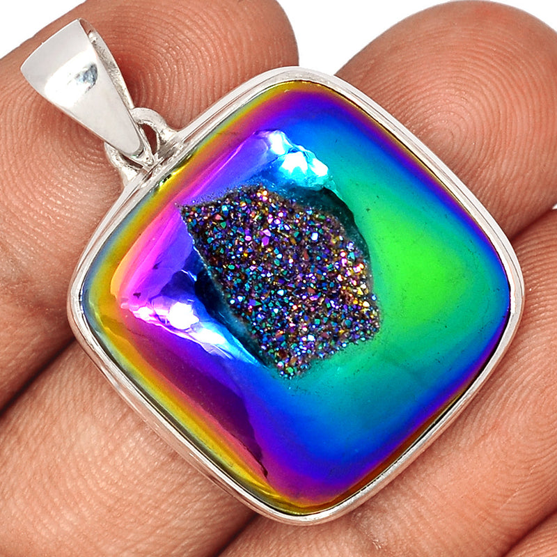 1.6" Titanium Window Druzy Pendants - TWDP890