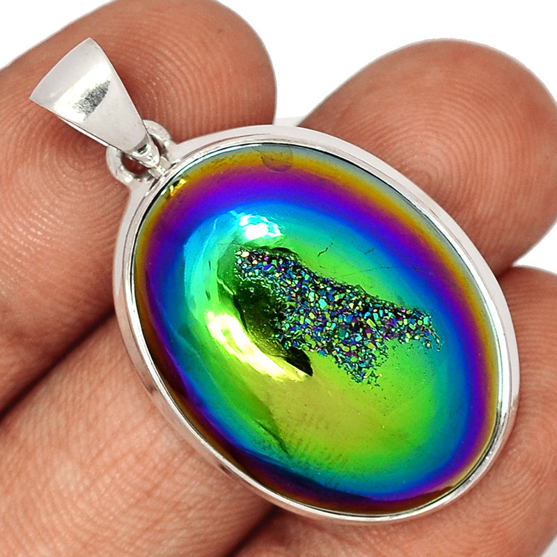 1.6" Titanium Window Druzy Pendants - TWDP891