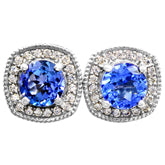 6*6 MM Round - Tanzanite Faceted With CZ Earrings - TZE1001