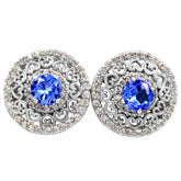 5*5 MM Round - Tanzanite Faceted With CZ Earrings - TZE1002