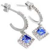 4*4 MM Square - Tanzanite Faceted With CZ Earrings - TZE1005