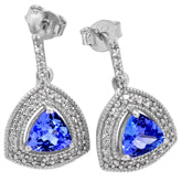 5*5 MM Trillion - Tanzanite Faceted With CZ Earrings - TZE1007