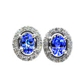 6*4 MM Oval - Tanzanite Faceted With CZ Earrings - TZE1009