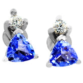 5*5 MM Trillion - Tanzanite Faceted With CZ Earrings - TZE1010