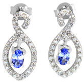 3*5 MM Oval - Tanzanite Faceted With CZ Earrings - TZE1013