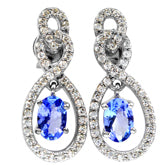 6*4 MM Oval - Tanzanite Faceted With CZ Earrings - TZE1014