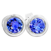 4*4 MM Round - Tanzanite Faceted Earrings - TZE1029