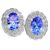 6*4 MM Oval - Tanzanite Faceted With CZ Earrings - TZE1041