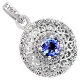 5*5 MM Round - Tanzanite Faceted With CZ Pendants - TZP1002