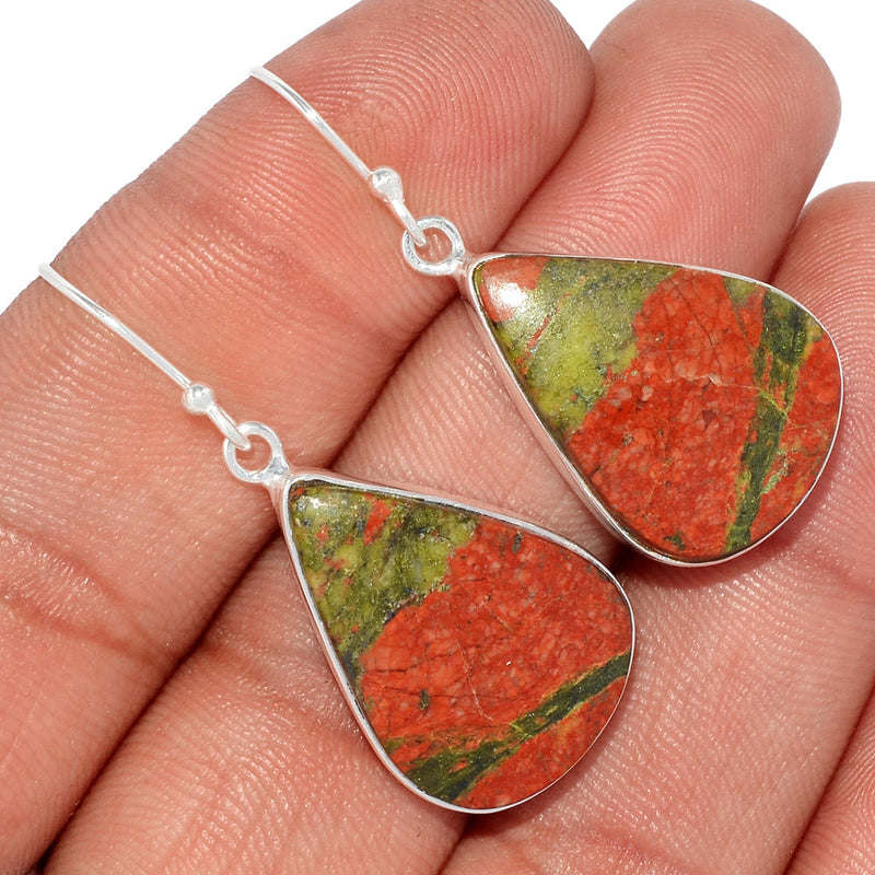 1.6" Lip Setting - Unakite Earrings - UNKE397