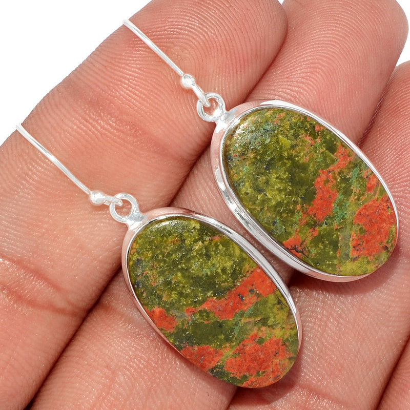 1.7" Lip Setting - Unakite Earrings - UNKE402