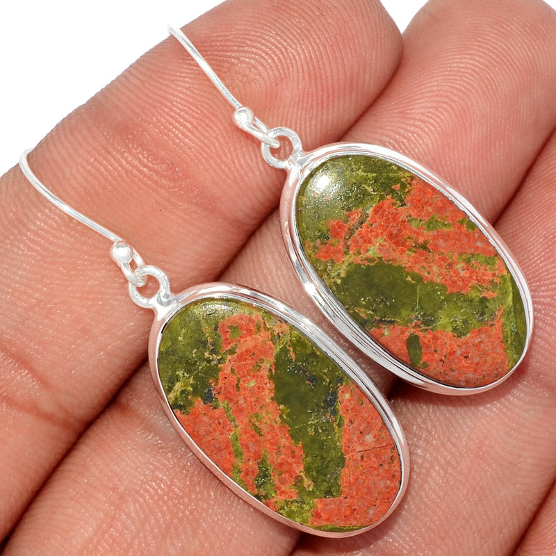 1.7" Lip Setting - Unakite Earrings - UNKE404