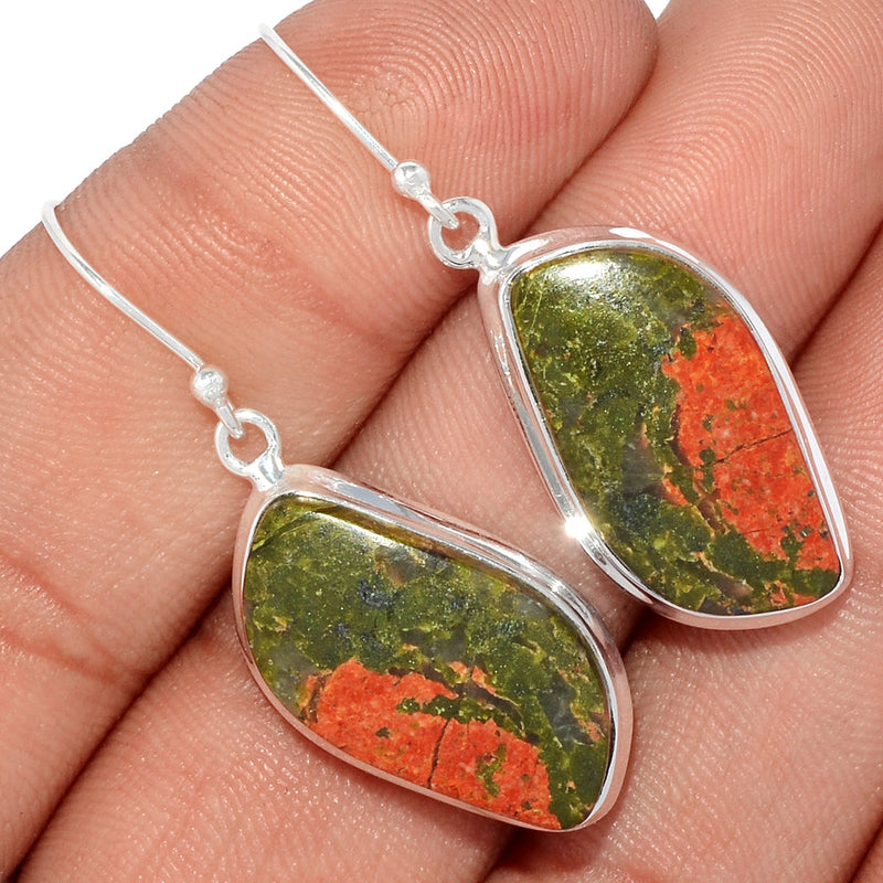 1.6" Lip Setting - Unakite Earrings - UNKE409