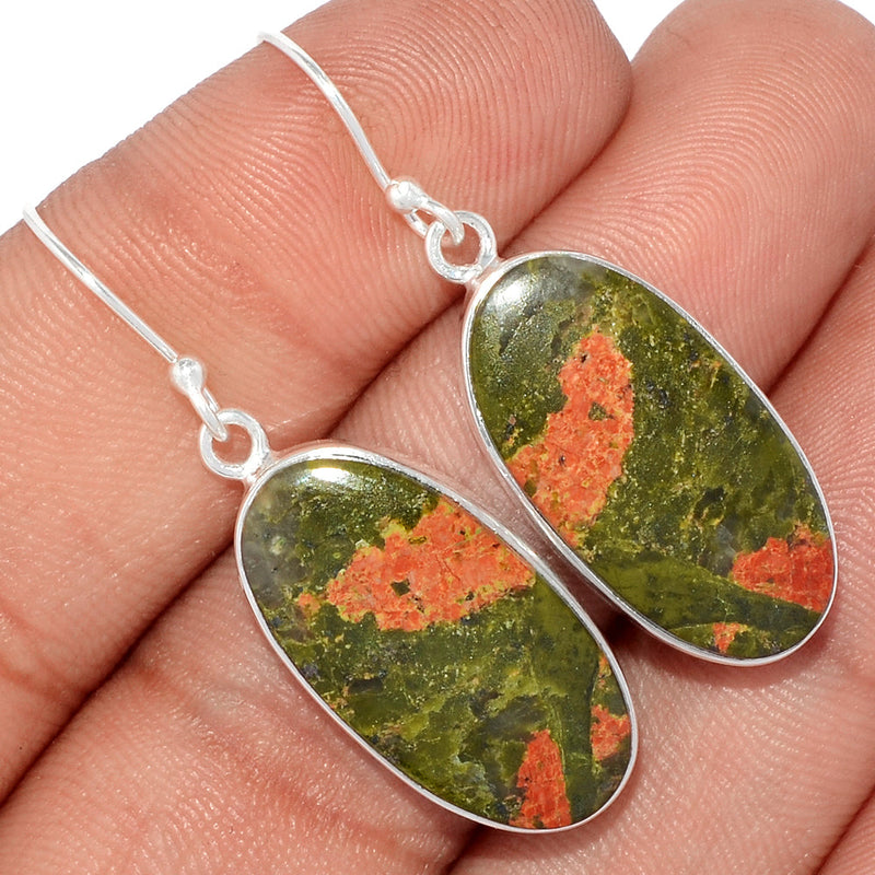 1.6" Lip Setting - Unakite Earrings - UNKE411