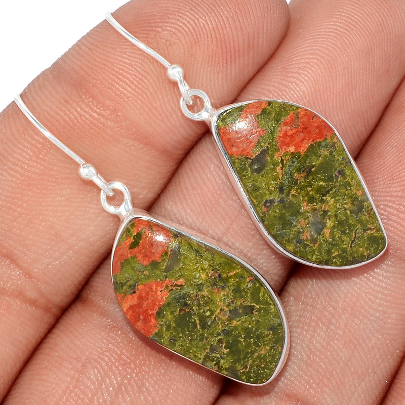 1.6" Lip Setting - Unakite Earrings - UNKE413