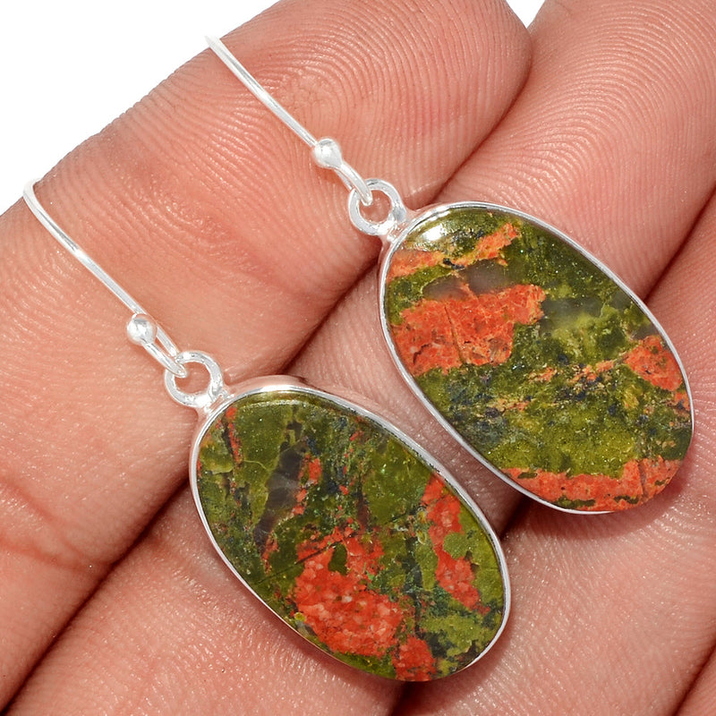 1.6" Lip Setting - Unakite Earrings - UNKE414