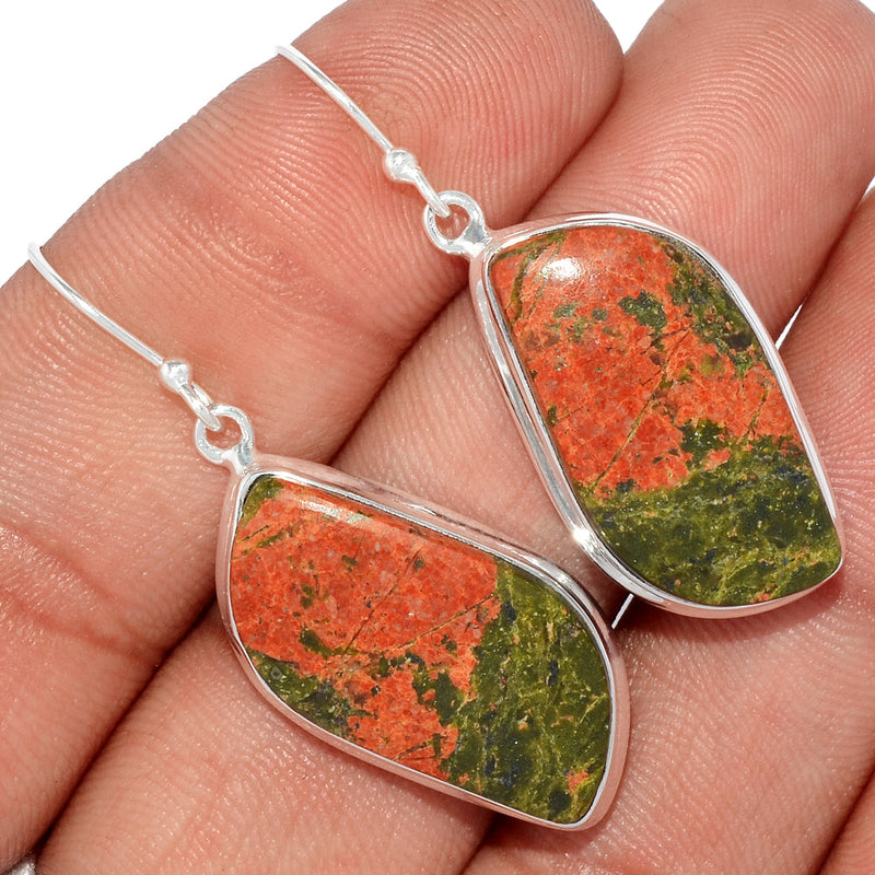 1.7" Lip Setting - Unakite Earrings - UNKE416