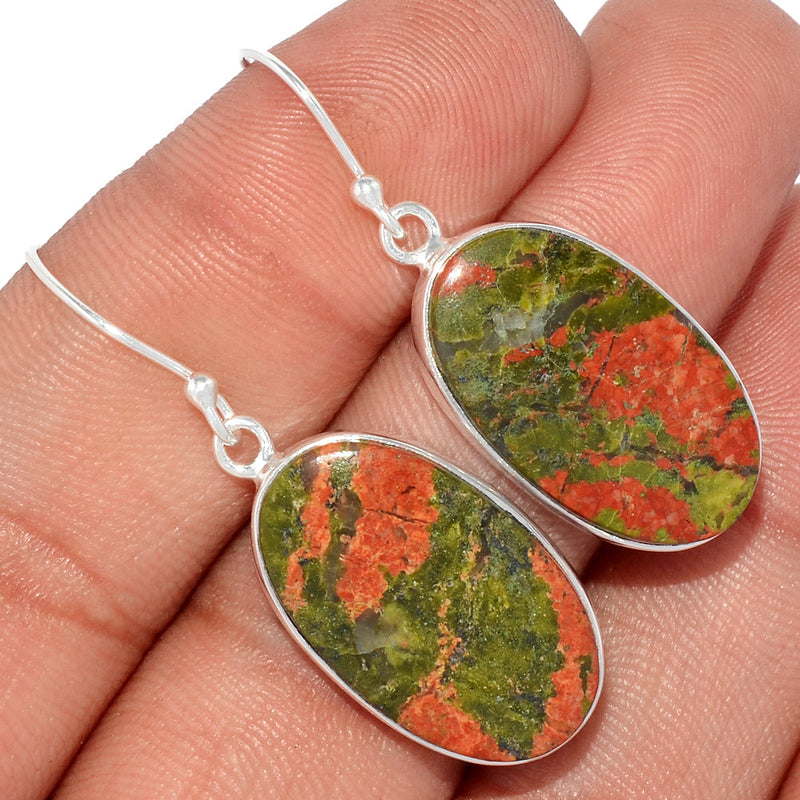 1.6" Lip Setting - Unakite Earrings - UNKE417