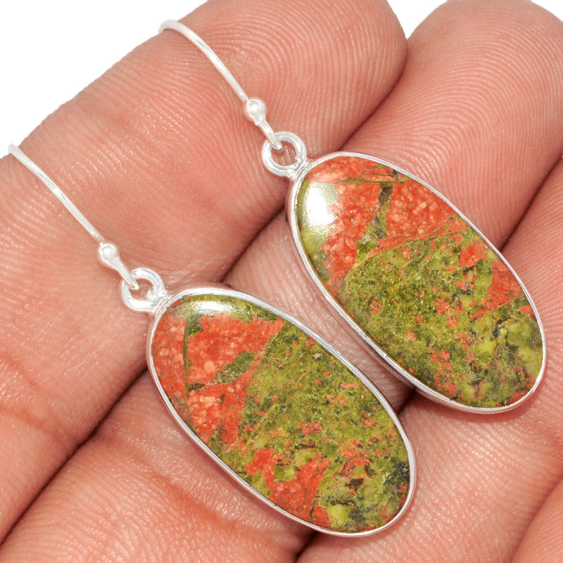 1.6" Lip Setting - Unakite Earrings - UNKE477