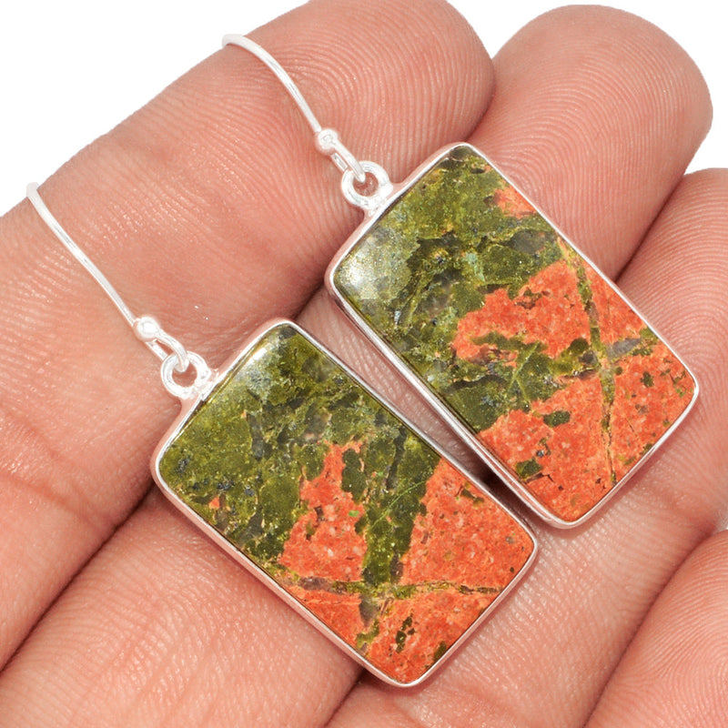 1.7" Lip Setting - Unakite Earrings - UNKE514