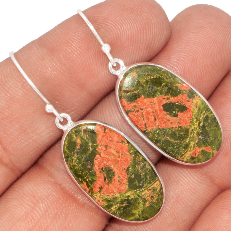 1.6" Lip Setting - Unakite Earrings - UNKE515