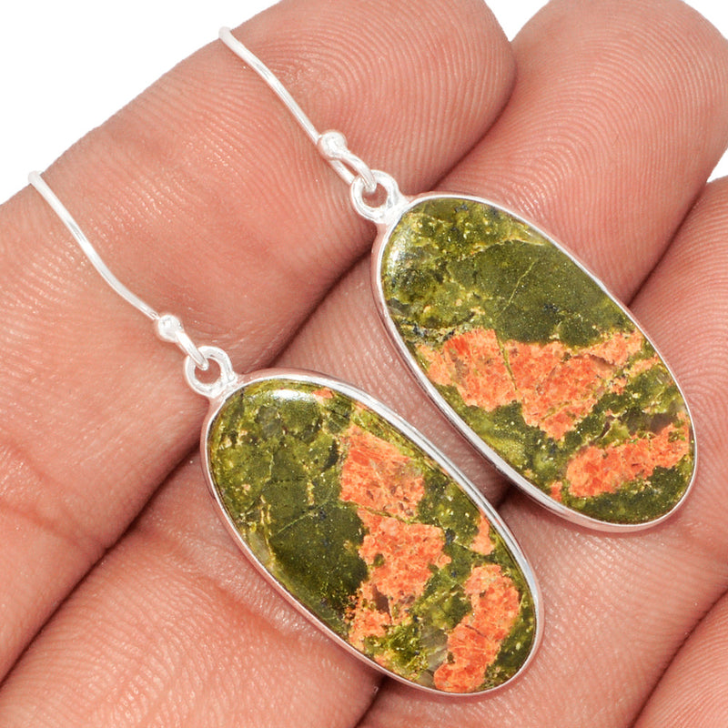 1.7" Lip Setting - Unakite Earrings - UNKE516