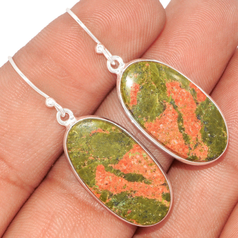 1.6" Lip Setting - Unakite Earrings - UNKE519