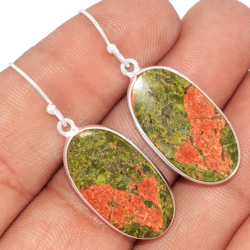 1.6" Lip Setting - Unakite Earrings - UNKE521