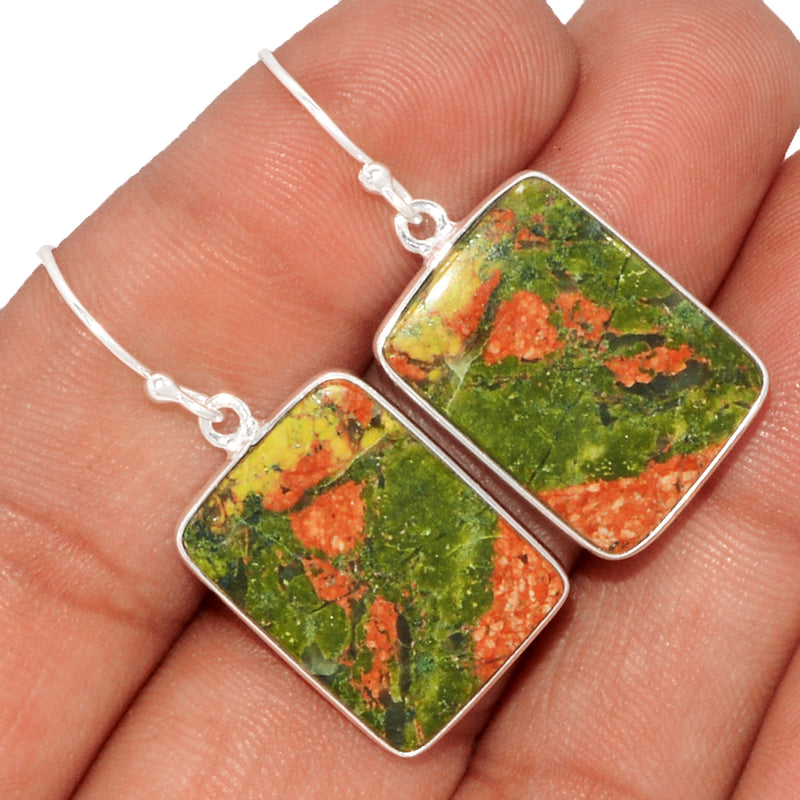 1.6" Lip Setting - Unakite Earrings - UNKE523