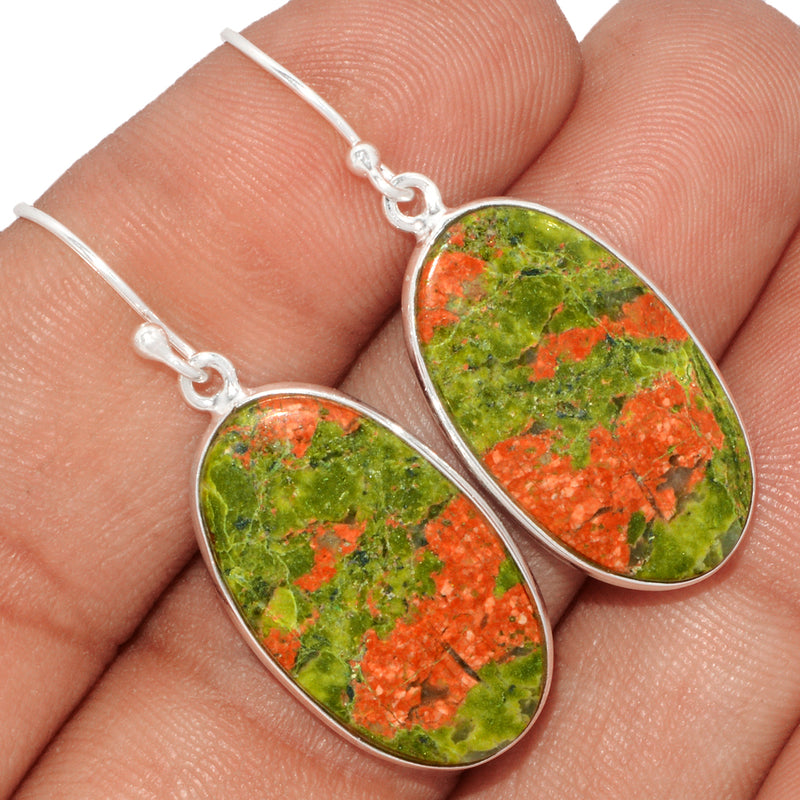 1.7" Lip Setting - Unakite Earrings - UNKE535