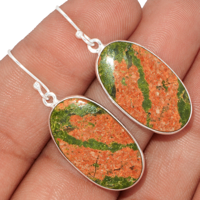 1.6" Lip Setting - Unakite Earrings - UNKE540