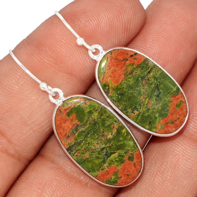 1.7" Lip Setting - Unakite Earrings - UNKE545