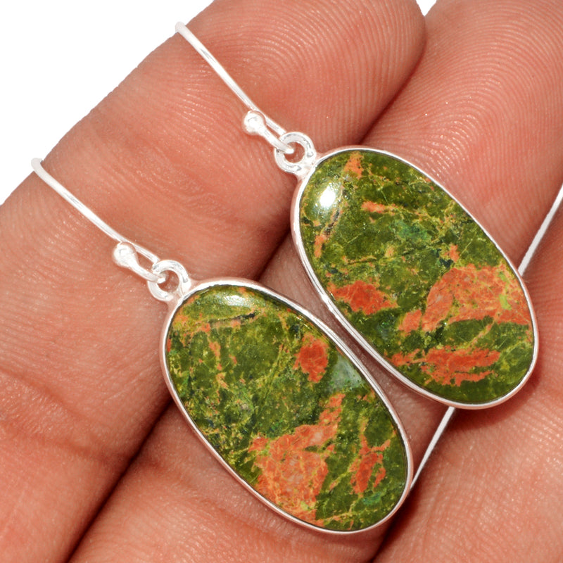 1.6" Lip Setting - Unakite Earrings - UNKE561