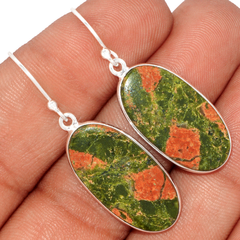 1.7" Lip Setting - Unakite Earrings - UNKE564