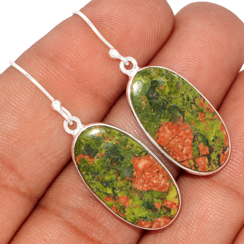 1.7" Lip Setting - Unakite Earrings - UNKE572