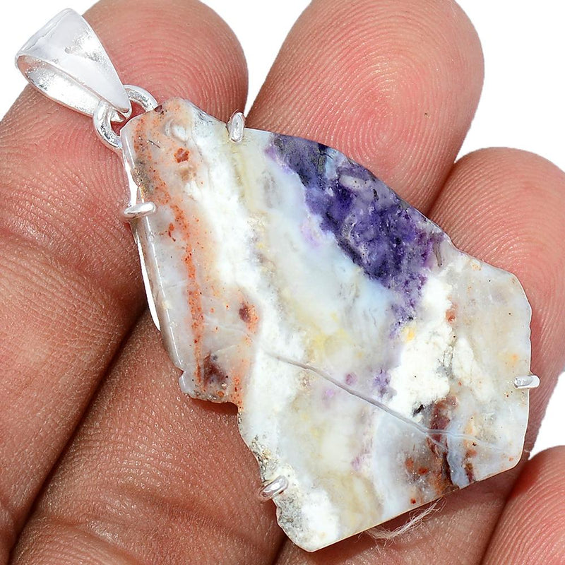 1.7" Claw - Violet Flame Opal Slice Pendants - VFSP90