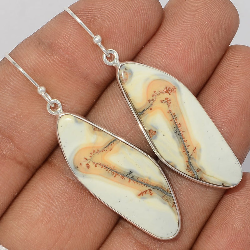 2" White Malingo Jasper Earrings - WMJE30